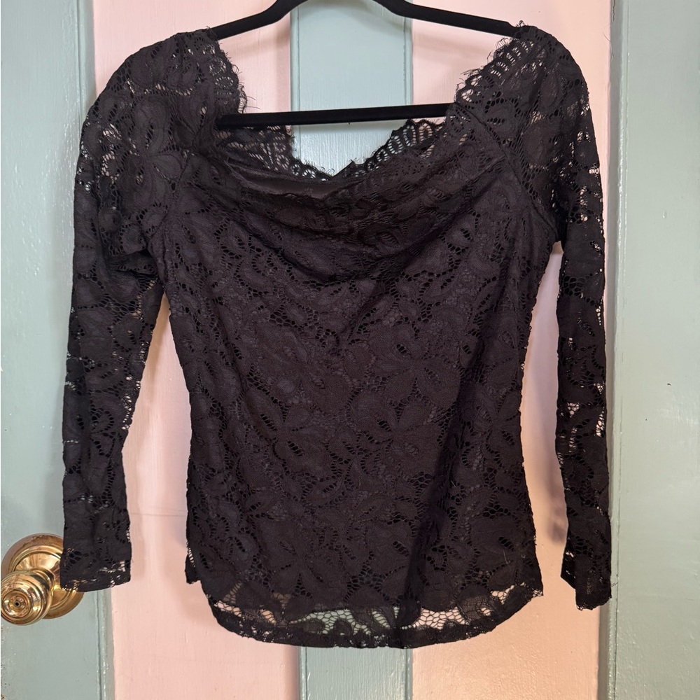 Chic Black Lace Women's Blouse